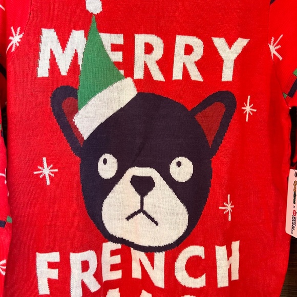 NWT 🆕 Fun Frenchie TIPSY ELVES Christmas/Holiday Sweater🎄 - Picture 4 of 9